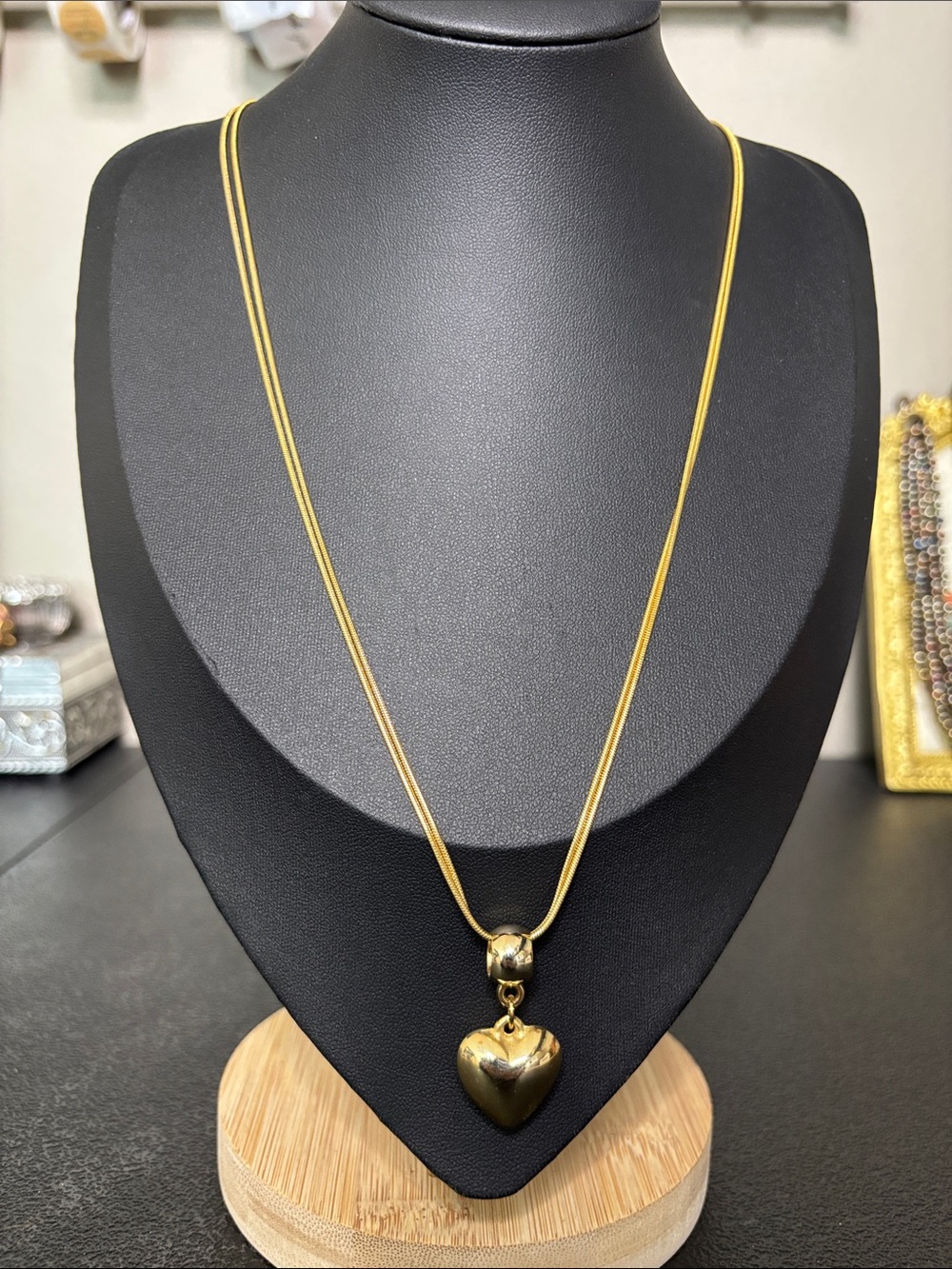 Worthington Gold-Tone Heart Pendant Double Chain Necklace